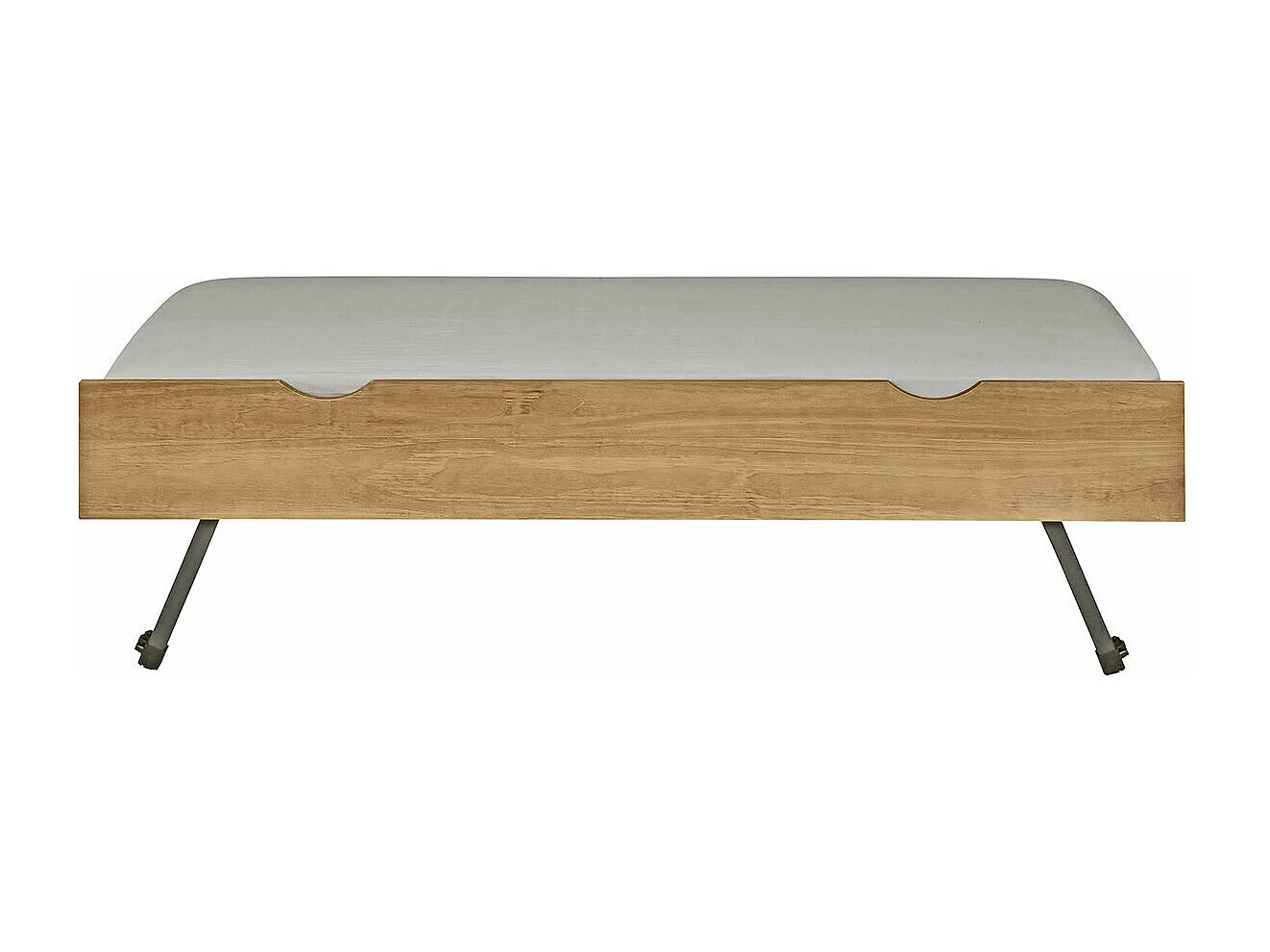 Sommier gigogne avec façade 2 mains 90x200 cm bois massif noisette MAKURIA