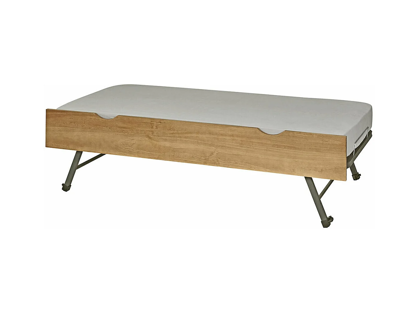 Sommier gigogne avec façade 2 mains 90x200 cm bois massif noisette MAKURIA