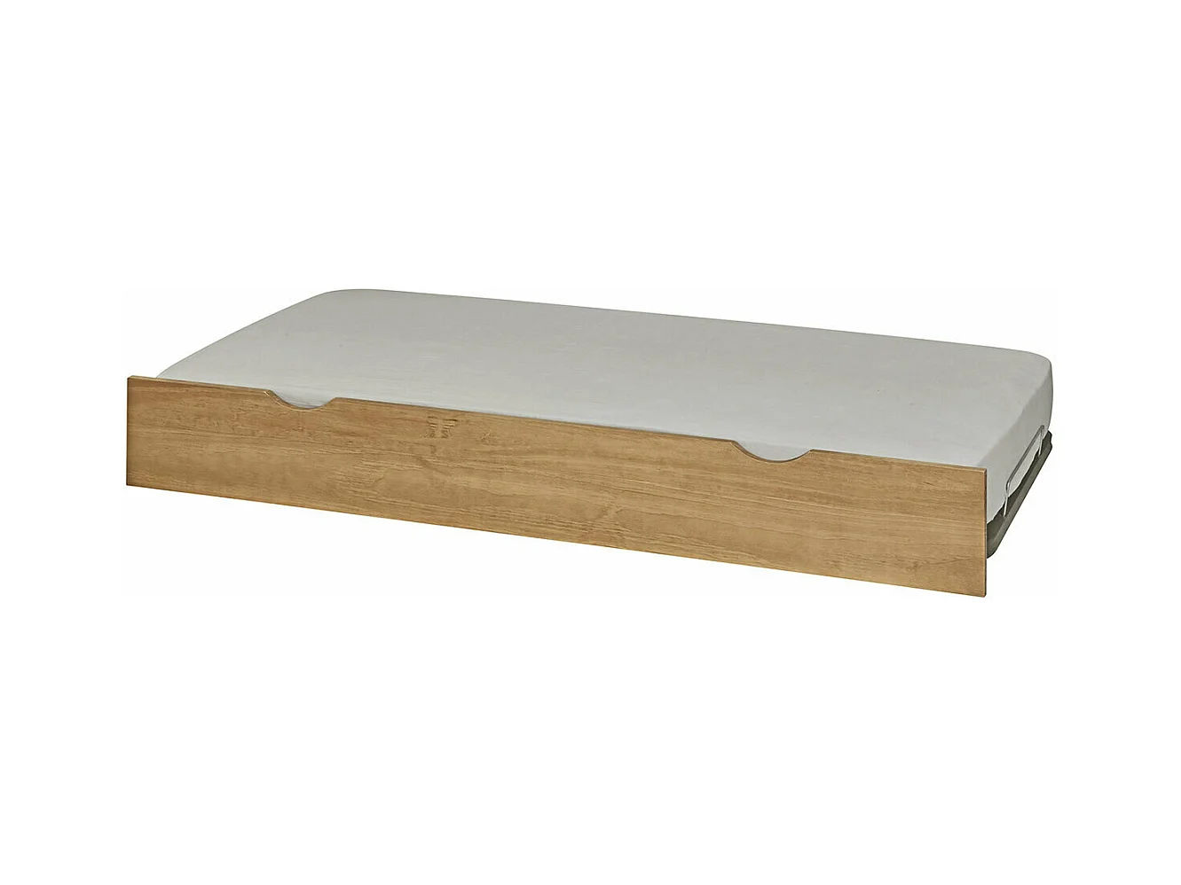 Sommier gigogne avec façade 2 mains 90x200 cm bois massif noisette MAKURIA