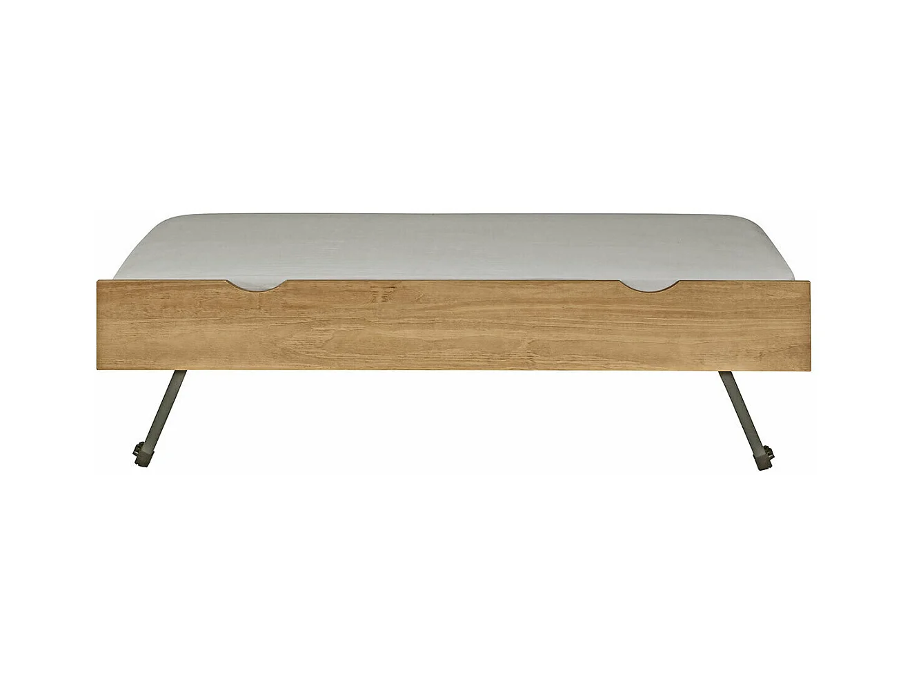 Sommier gigogne avec façade 2 mains 90x200 cm bois massif noisette MAKURIA
