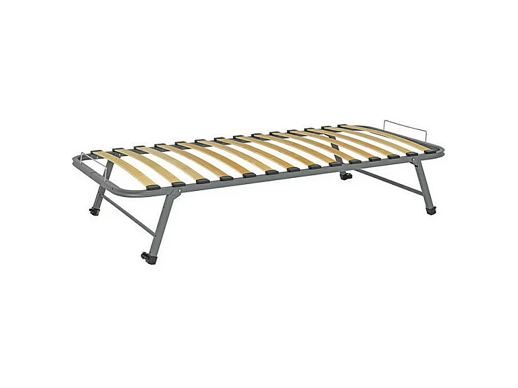 Sommier gigogne avec façade 2 mains 90x200 cm bois massif noisette MAKURIA