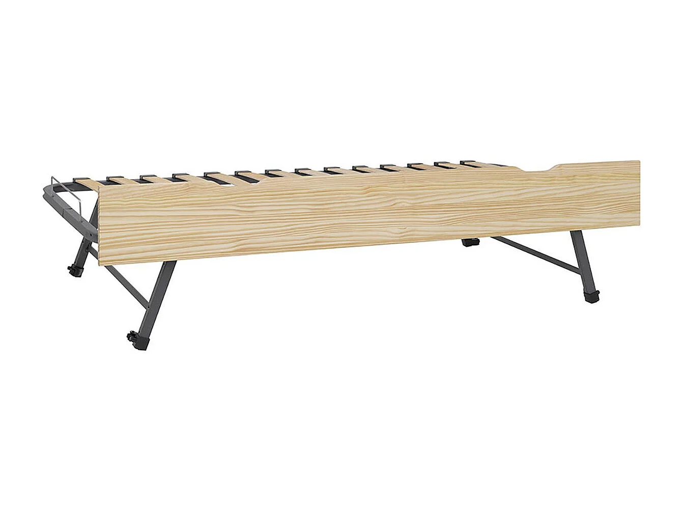 Sommier gigogne avec façade 2 mains 70x190 cm bois massif bois naturel MAKURIA