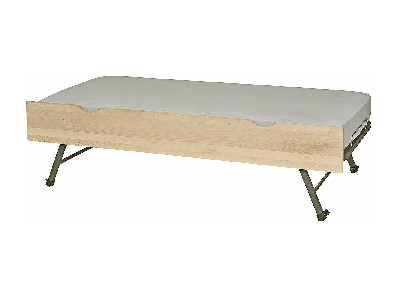 Sommier gigogne avec façade 2 mains 90x190 cm bois massif hêtre MAKURIA