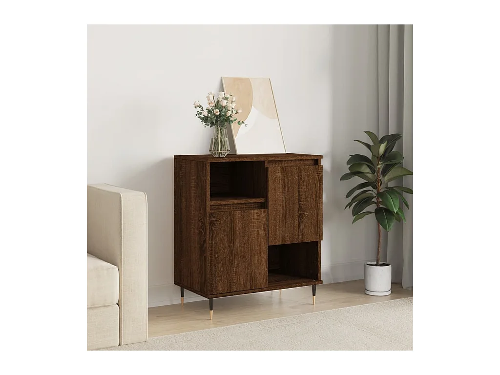 Dressoir 60x35x70 cm bewerkt hout bruin eikenkleur