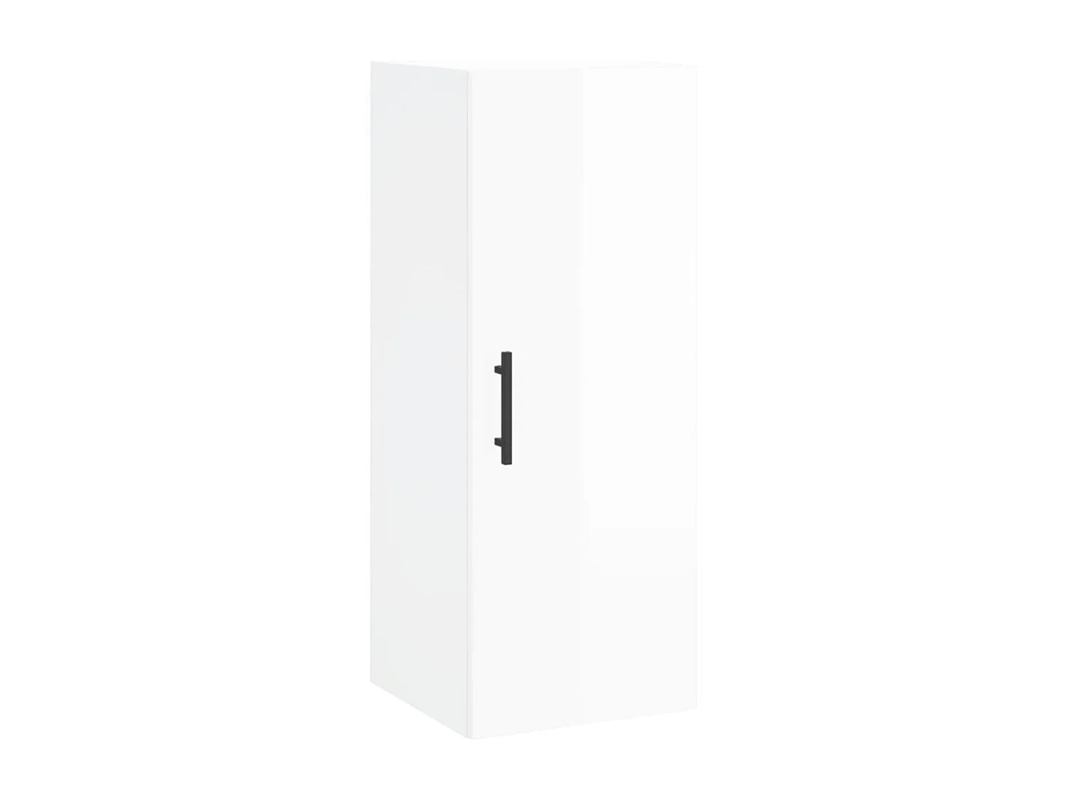 Buffet haut Blanc brillant 34,5x34x180 cm Bois d'ingénierie