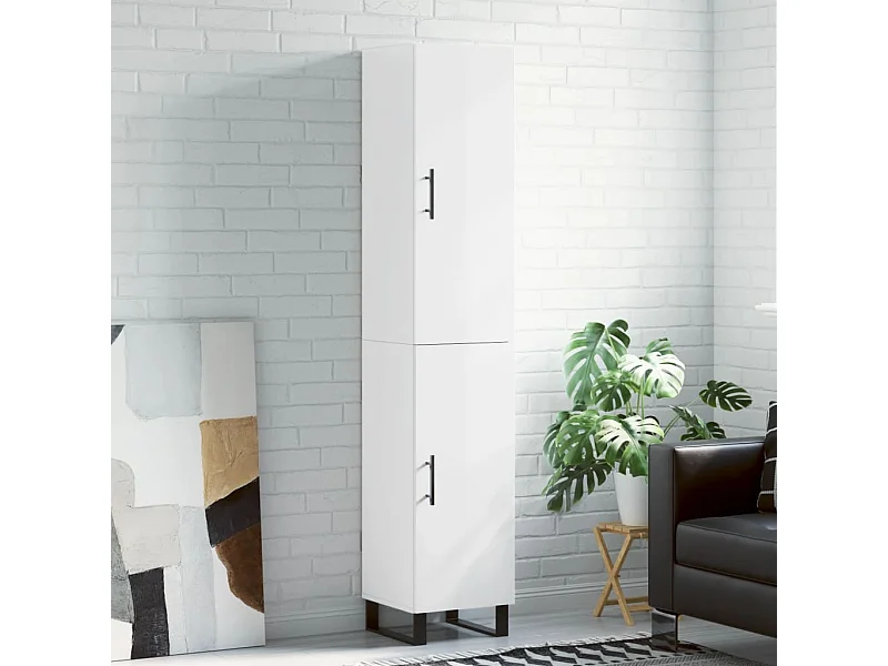 Credenza 34,5x34x180 cm in Legno Multistrato Bianco Lucido