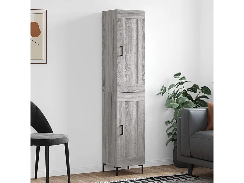 Credenza Grigio Sonoma 34,5x34x180 cm in Legno Multistrato