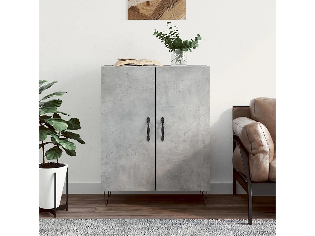 Buffet gris béton 69,5x34x90 cm bois d'ingénierie