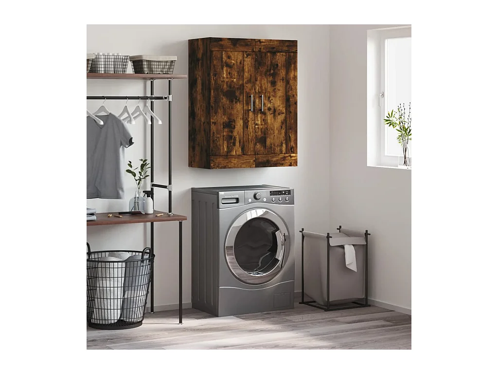 Armoire murale chêne fumé 69,5x34x90 cm bois d'ingénierie