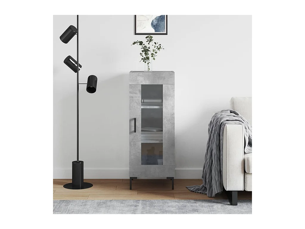 Buffet Gris béton 34,5x34x90 cm Bois d'ingénierie