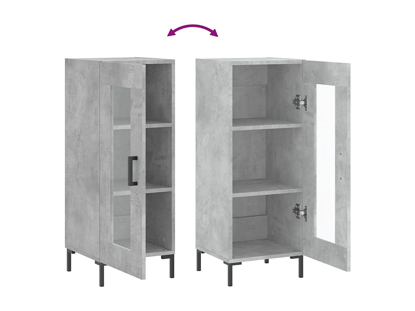 Buffet Gris béton 34,5x34x90 cm Bois d'ingénierie