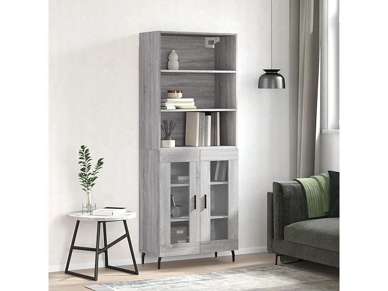 Credenza Grigio Sonoma 69,5x34x180 cm in Legno Multistrato