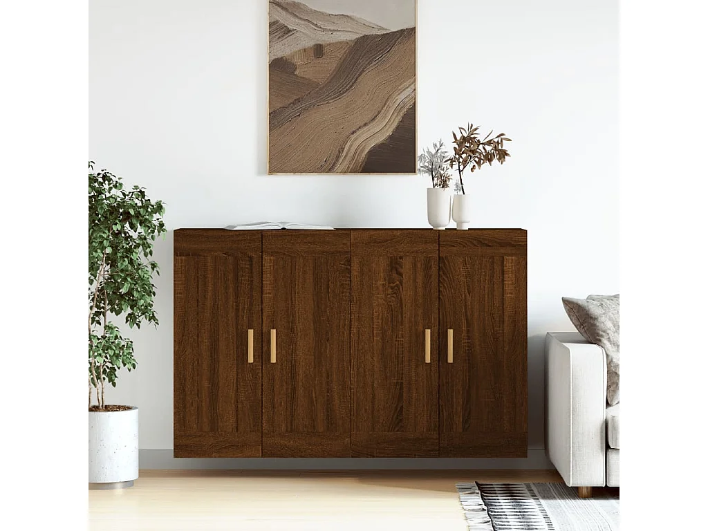 Armoires murales 2 pcs chêne marron bois d'ingénierie