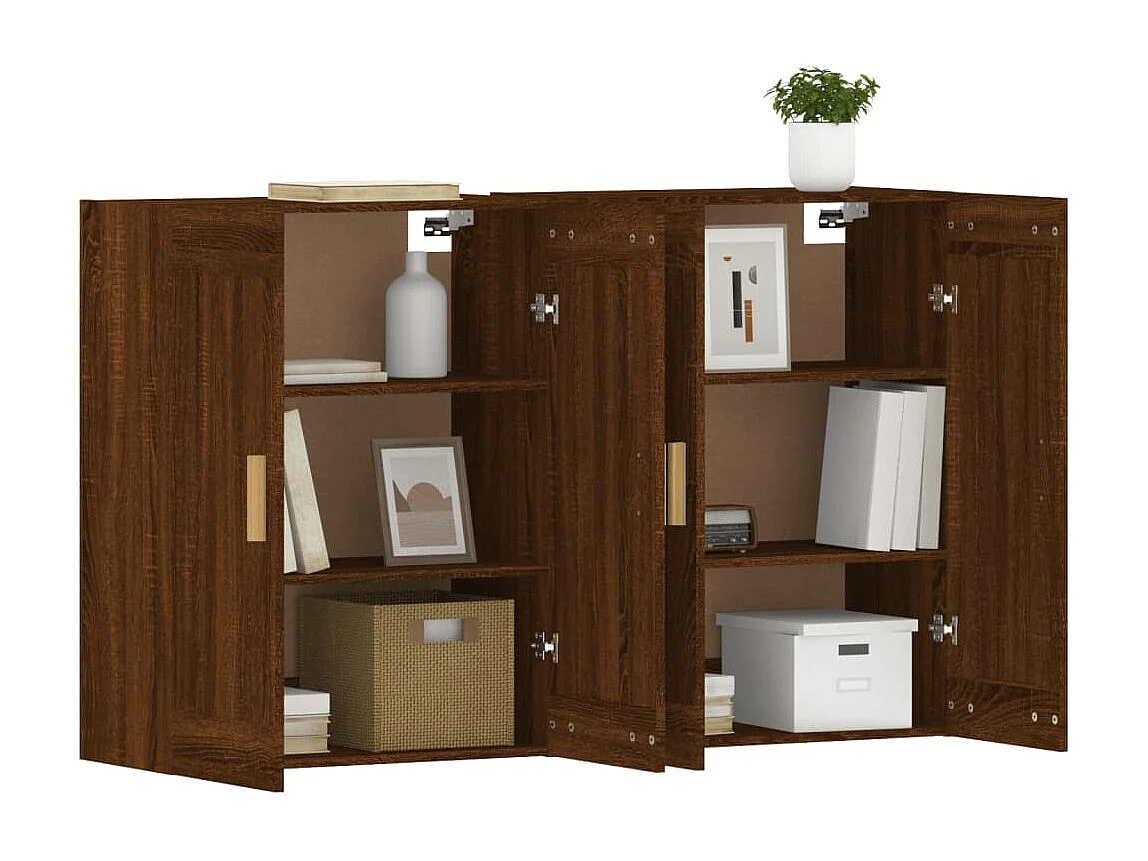 Armoires murales 2 pcs chêne marron bois d'ingénierie