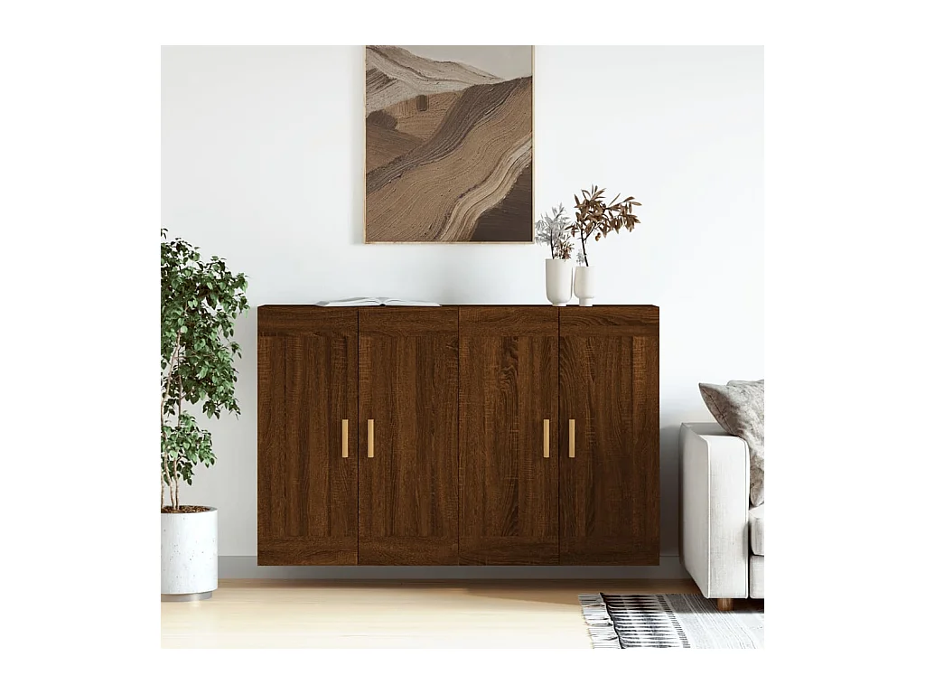 Armoires murales 2 pcs chêne marron bois d'ingénierie