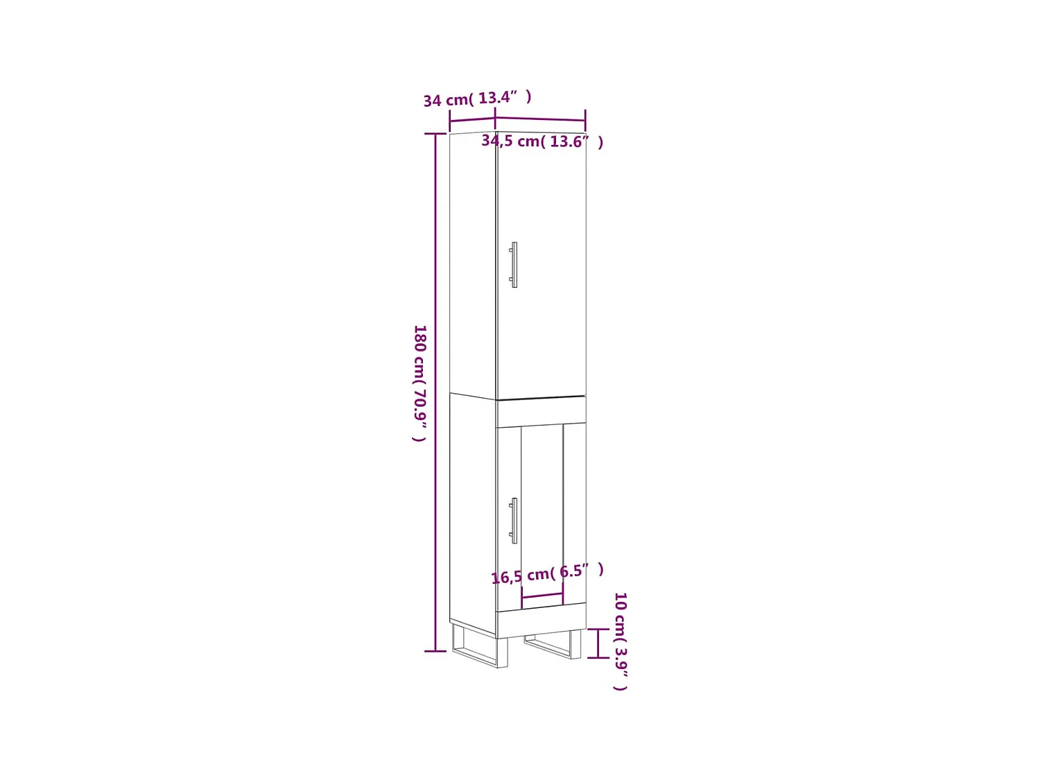 Highboard Grau Sonoma 34,5x34x180 cm Holzwerkstoff