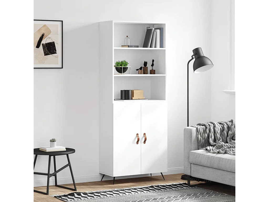 Buffet haut Blanc 69,5x34x180 cm Bois d'ingénierie