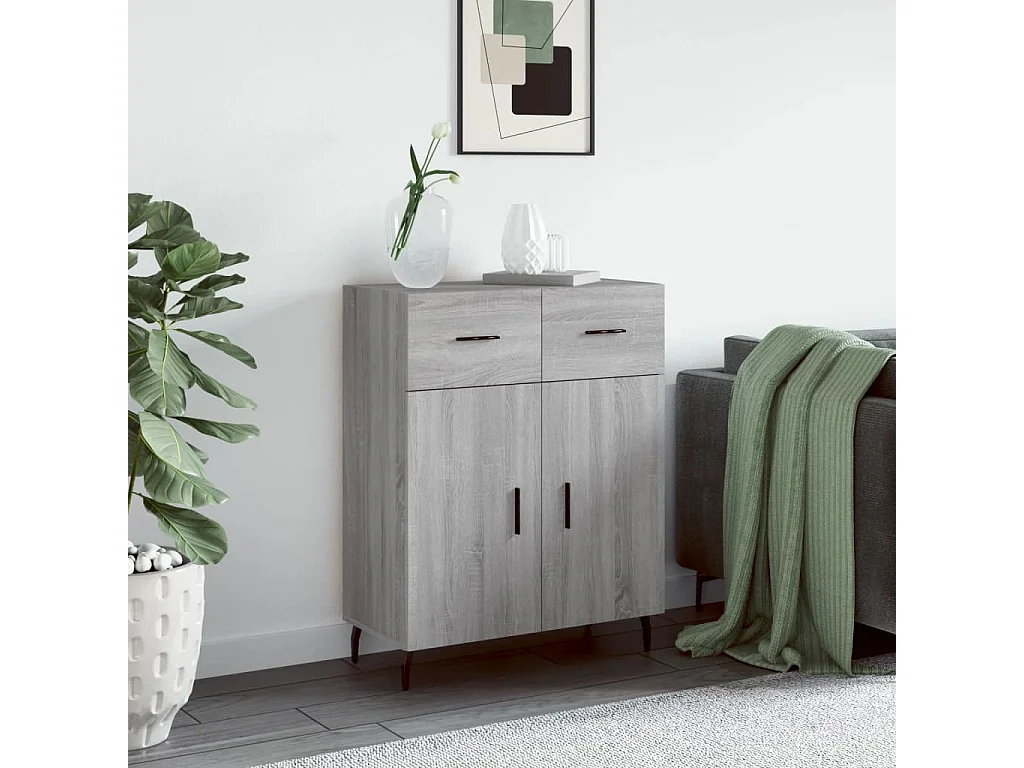 Dressoir 69,5x34x90 cm bewerkt hout grijs sonoma eikenkleurig