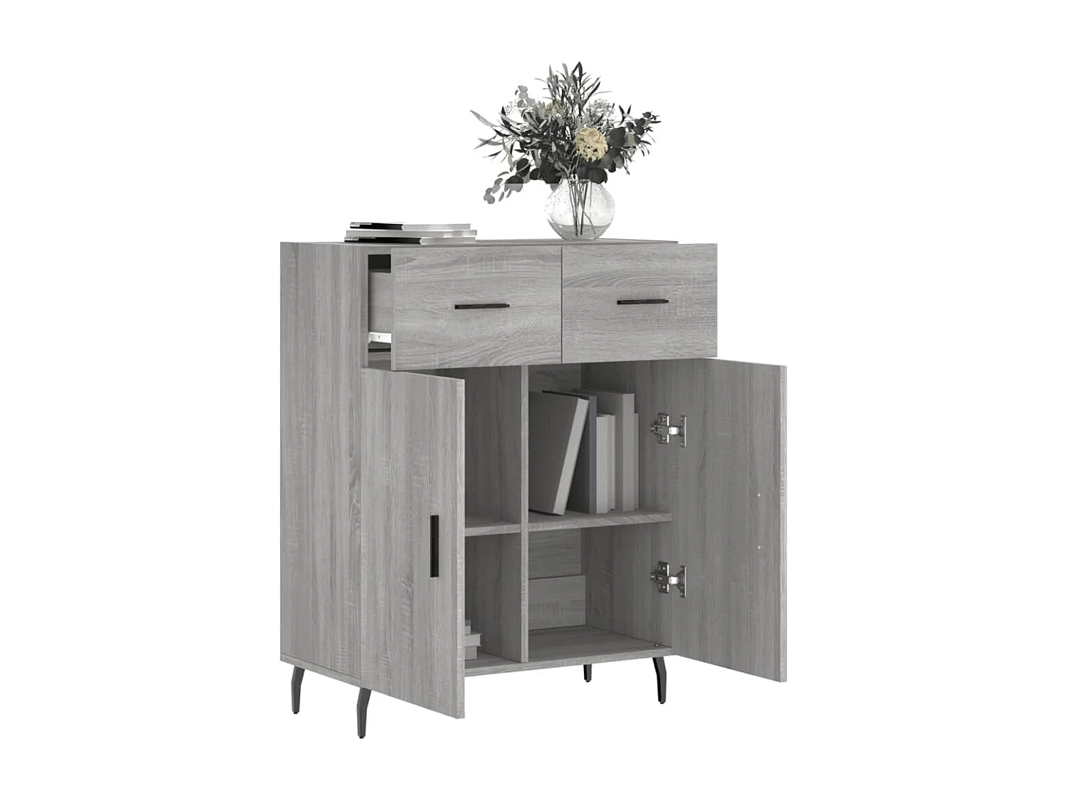 Dressoir 69,5x34x90 cm bewerkt hout grijs sonoma eikenkleurig