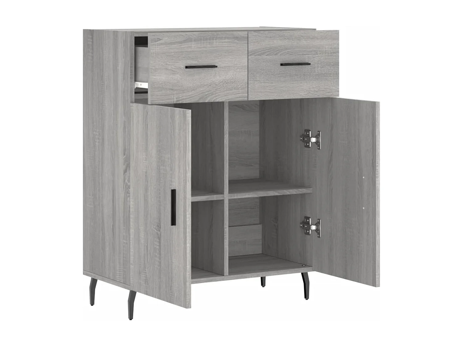 Dressoir 69,5x34x90 cm bewerkt hout grijs sonoma eikenkleurig