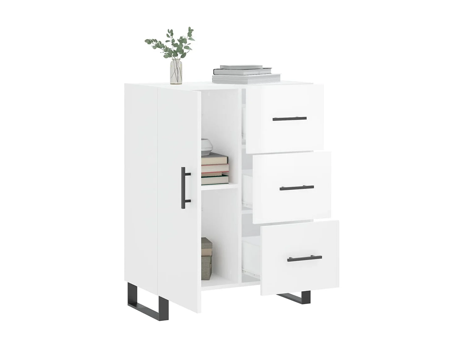 Sideboard Hochglanz-Weiß 69,5x34x90 cm Holzwerkstoff