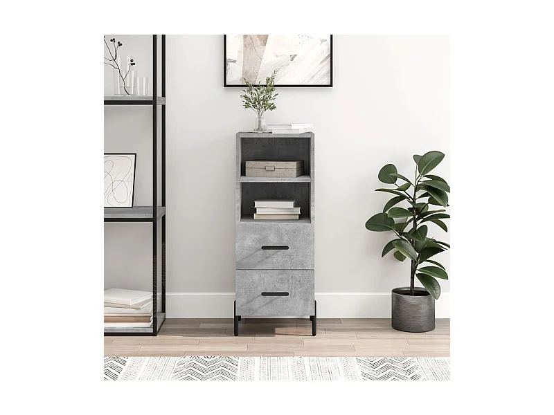 Buffet Gris béton 34,5x34x90 cm Bois d'ingénierie