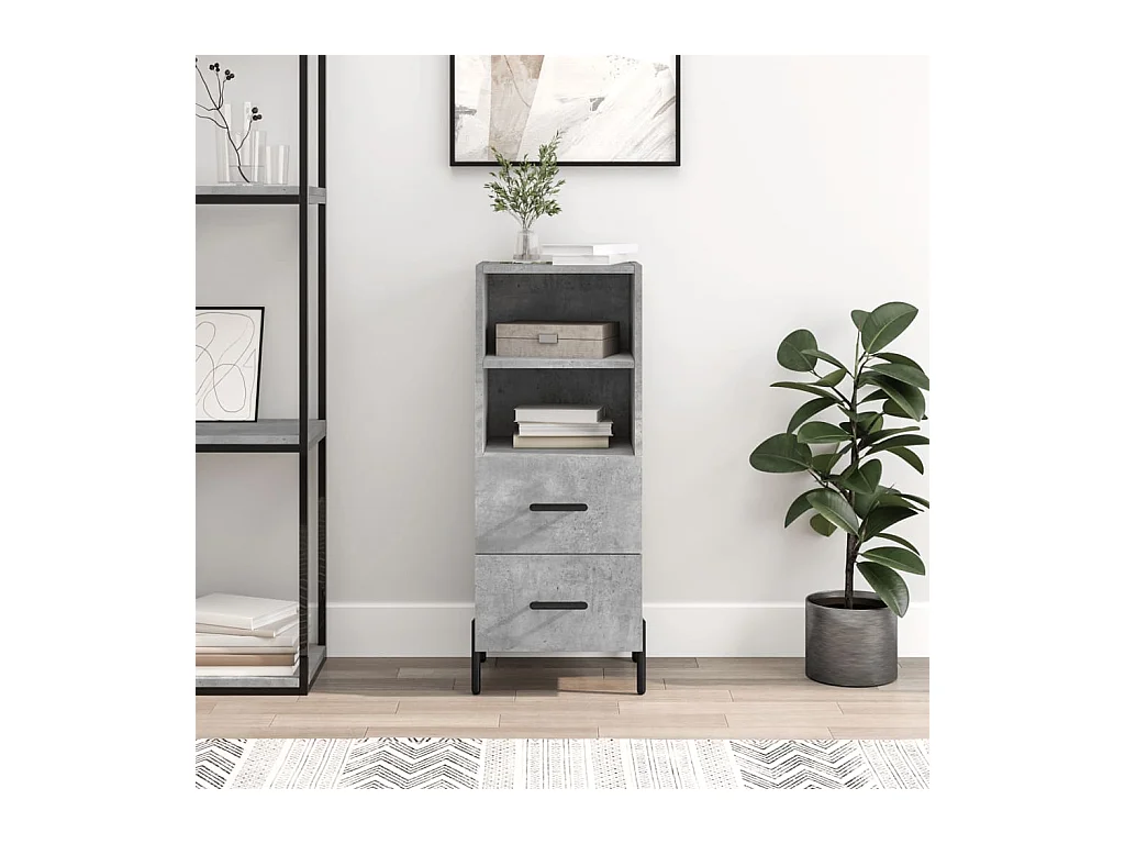 Buffet Gris béton 34,5x34x90 cm Bois d'ingénierie