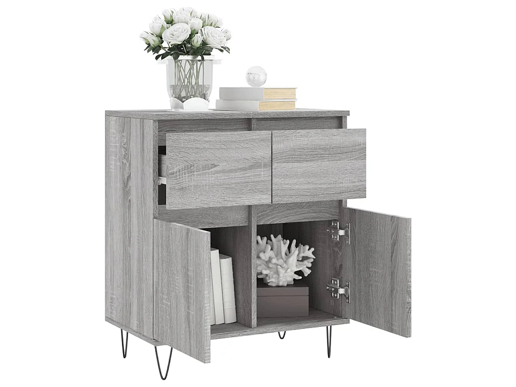 Dressoir 60x35x70 cm bewerkt hout grijs sonoma eikenkleurig