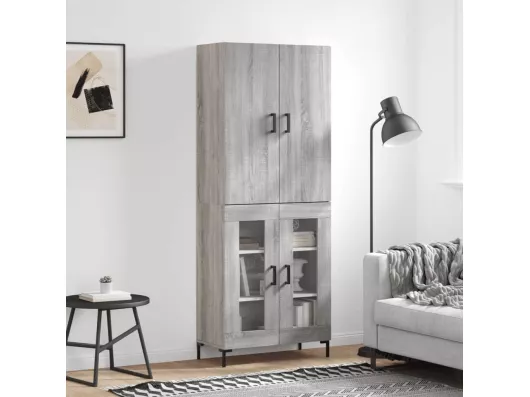 Kauf Unique Highboard Grau Sonoma 69,5x34x180 cm Holzwerkstoff