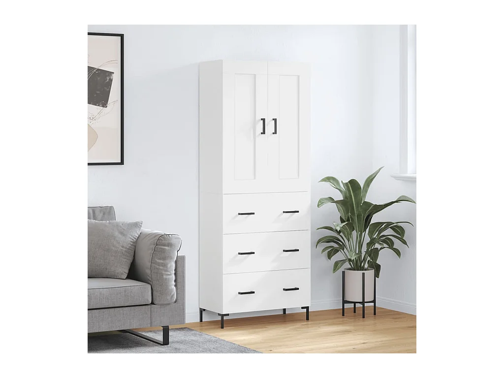 Highboard Weiß 69,5x34x180 cm Holzwerkstoff