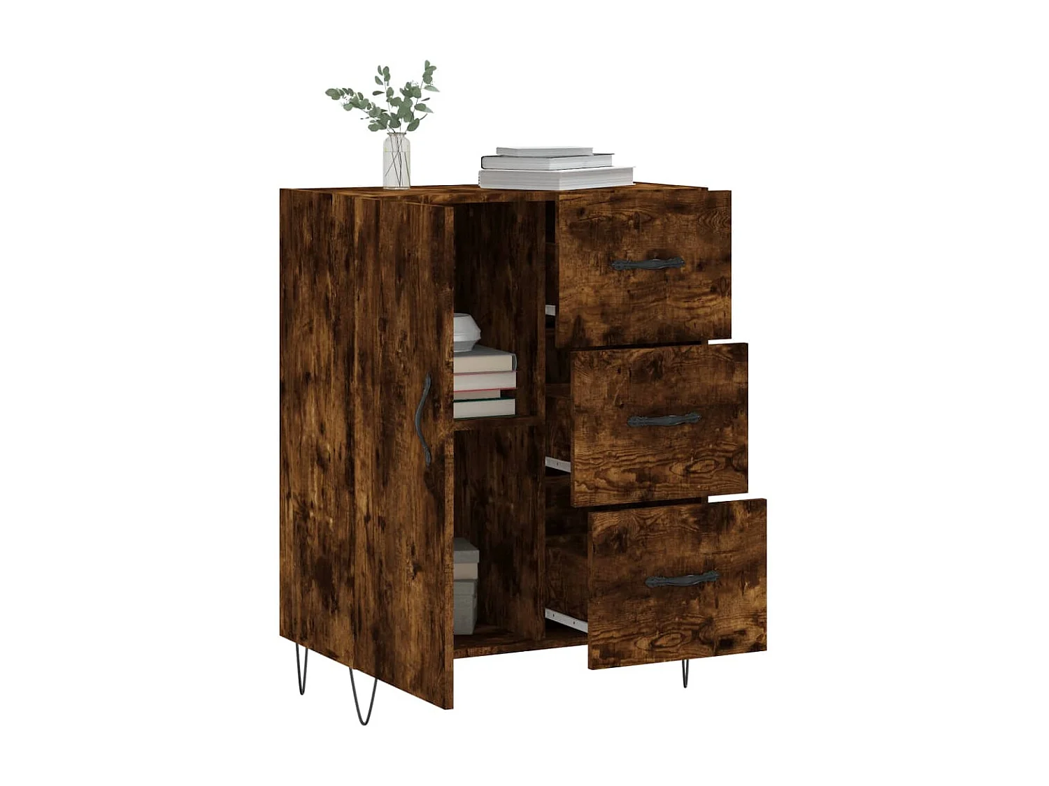 Buffet chêne fumé 69,5x34x90 cm bois d'ingénierie