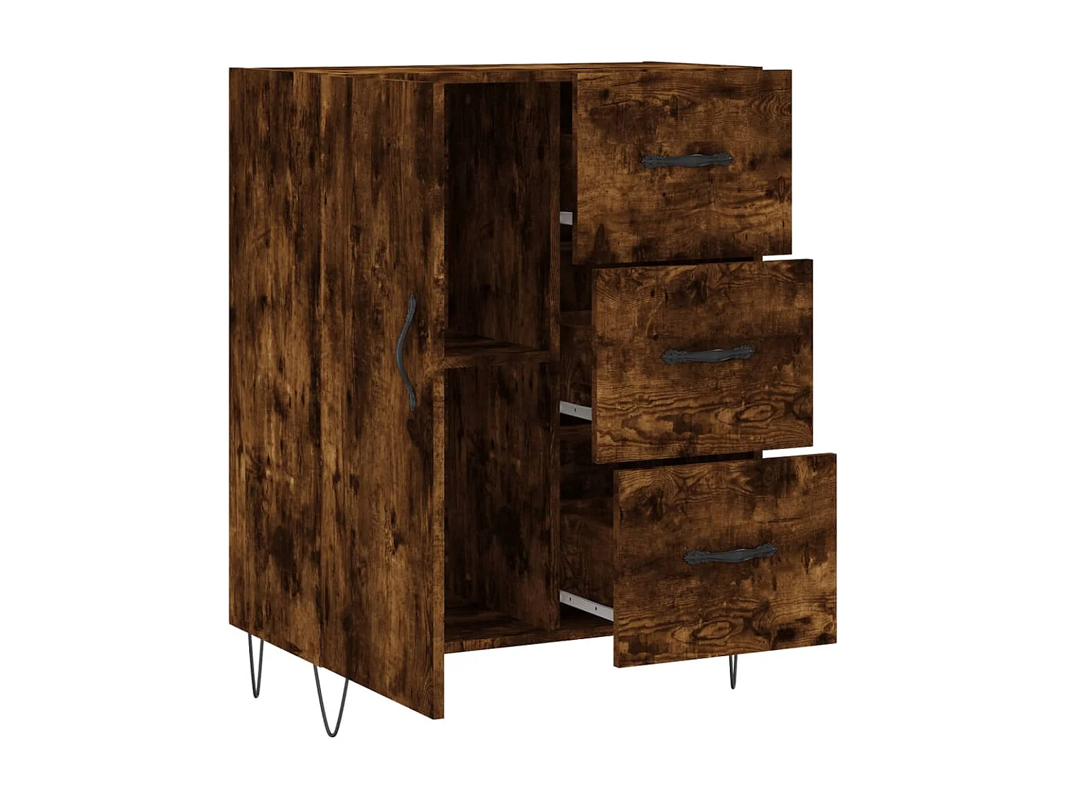 Buffet chêne fumé 69,5x34x90 cm bois d'ingénierie