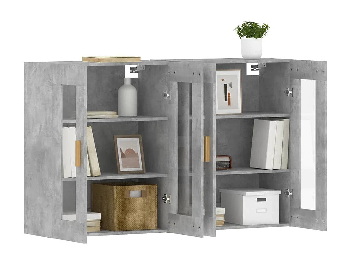 Armoires murales 2 pcs gris béton bois d'ingénierie