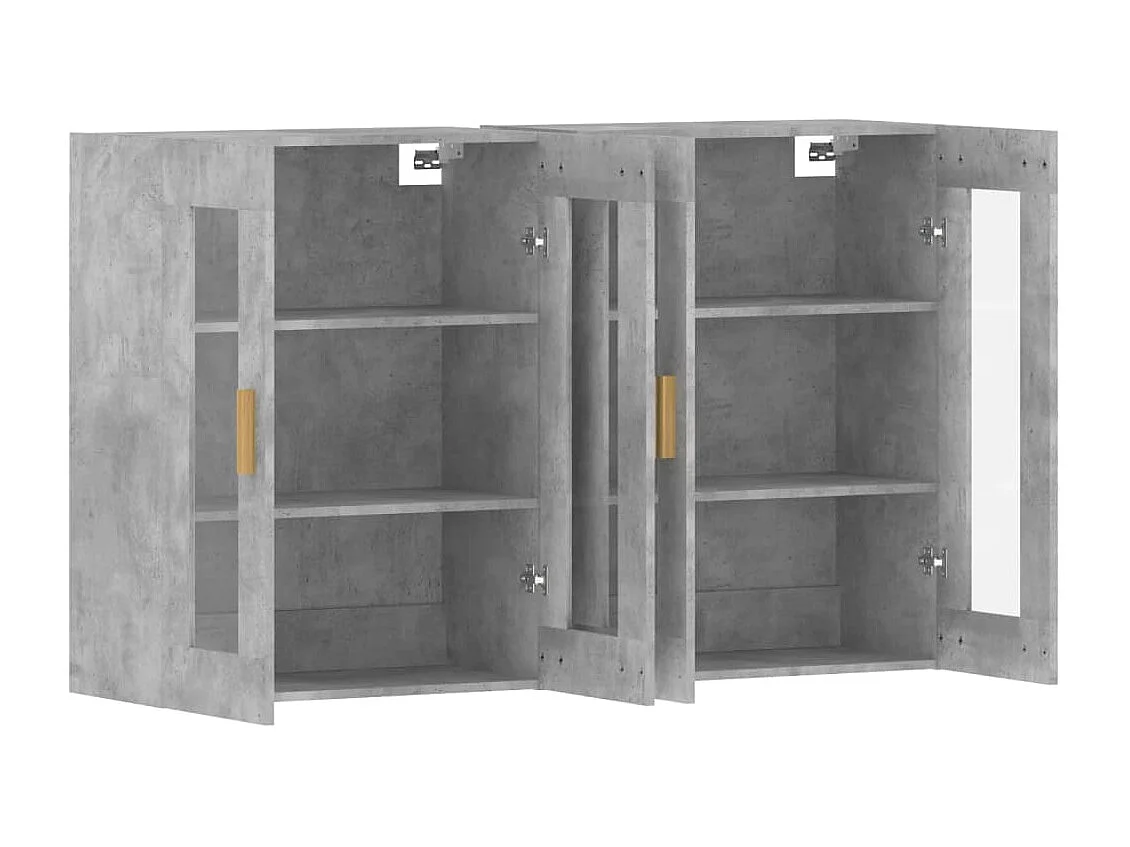 Armoires murales 2 pcs gris béton bois d'ingénierie