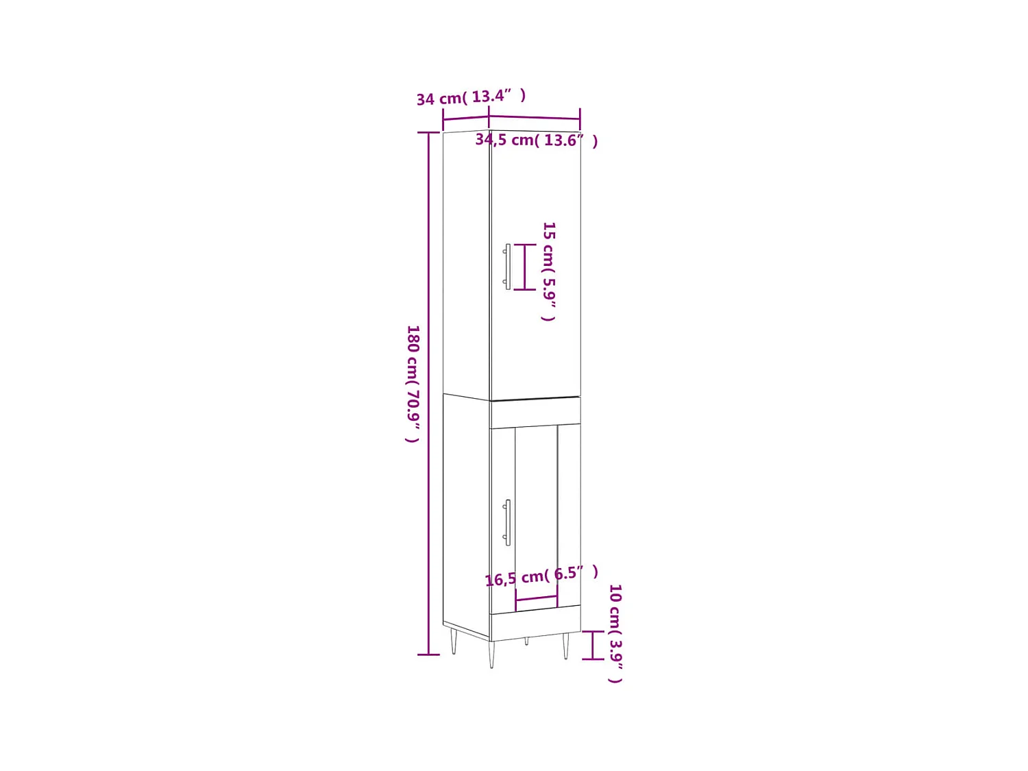 Highboard Betongrau 34,5x34x180 cm Holzwerkstoff