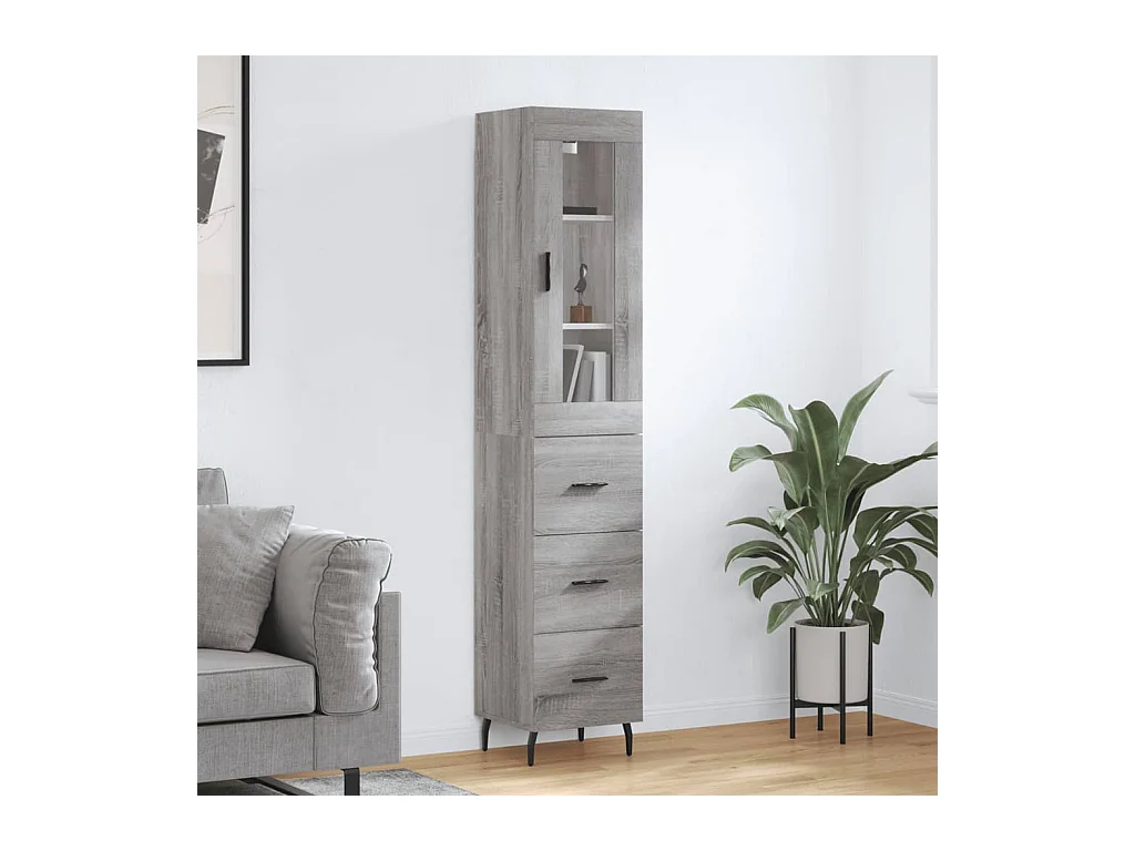 Buffet haut Sonoma gris 34,5x34x180 cm Bois d'ingénierie
