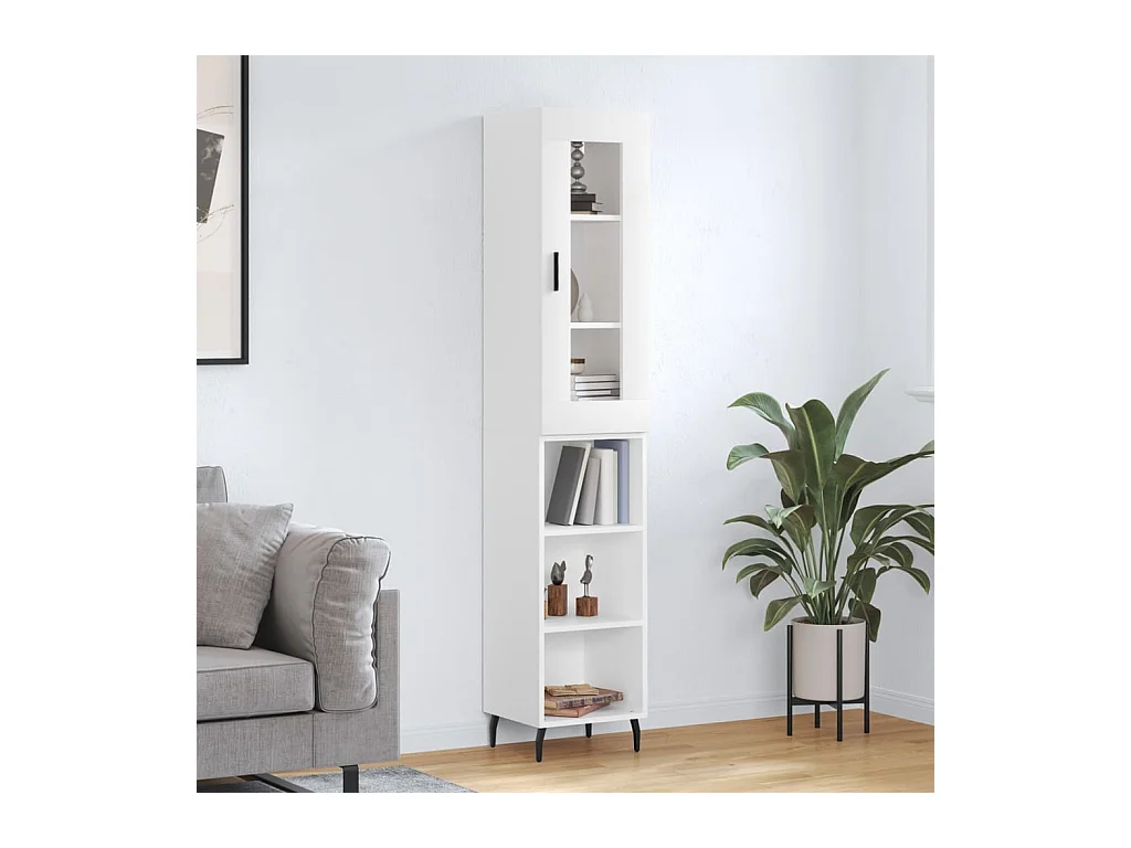 Credenza Bianca 34,5x34x180 cm in Legno Multistrato