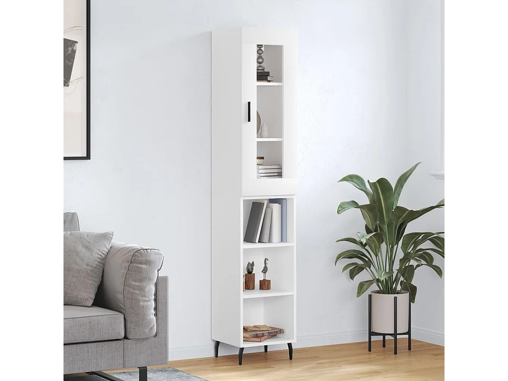 Buffet haut Blanc 34,5x34x180 cm Bois d'ingénierie
