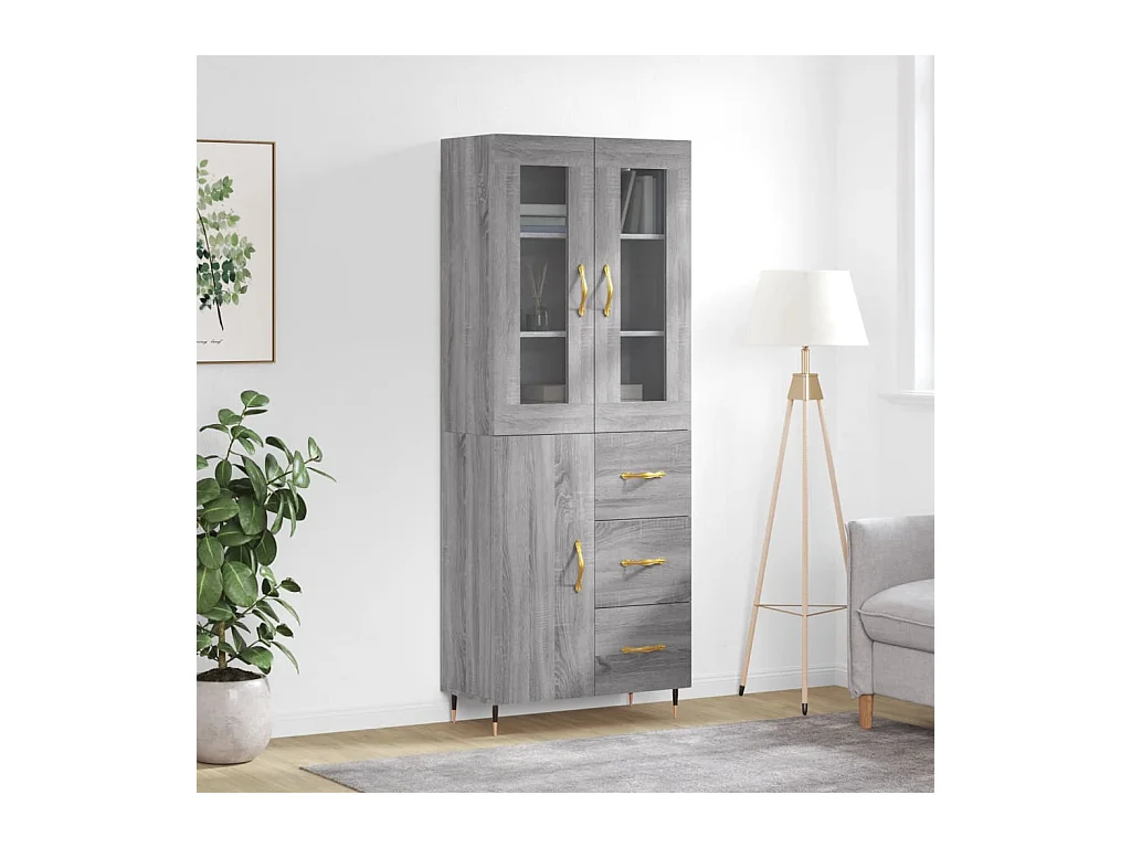 Buffet haut Sonoma gris 69,5x34x180 cm Bois d'ingénierie