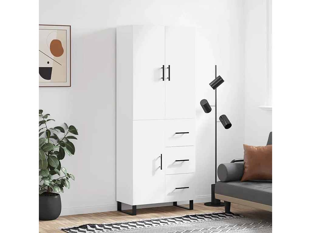 Buffet haut Blanc 69,5x34x180 cm Bois d'ingénierie