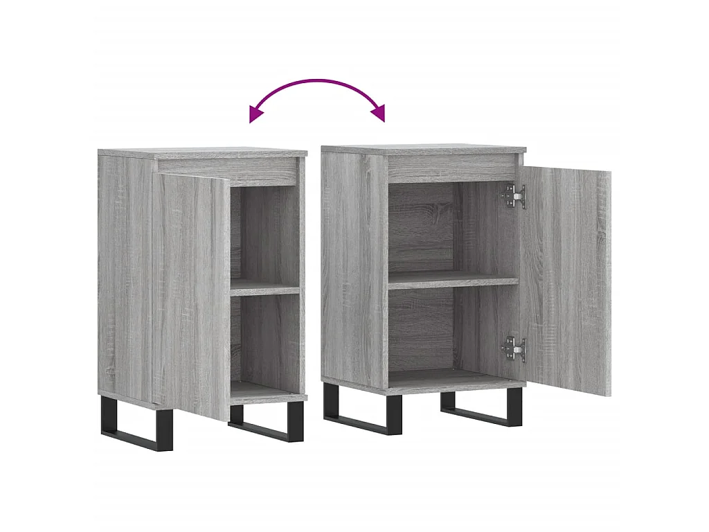 Dressoir 40x35x70 cm bewerkt hout grijs sonoma