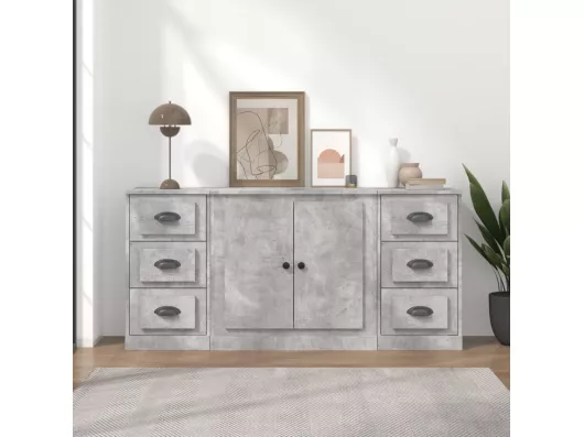 Kauf Unique Sideboards 3 Stk. Betongrau Holzwerkstoff