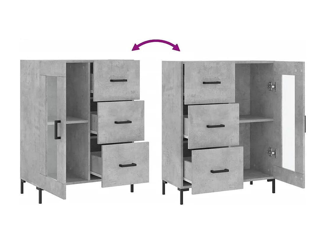 Buffet gris béton 69,5x34x90 cm bois d'ingénierie