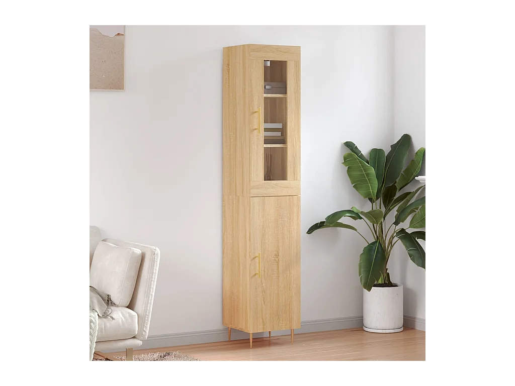 Hoge kast 34,5x34x180 cm bewerkt hout sonoma eikenkleurig