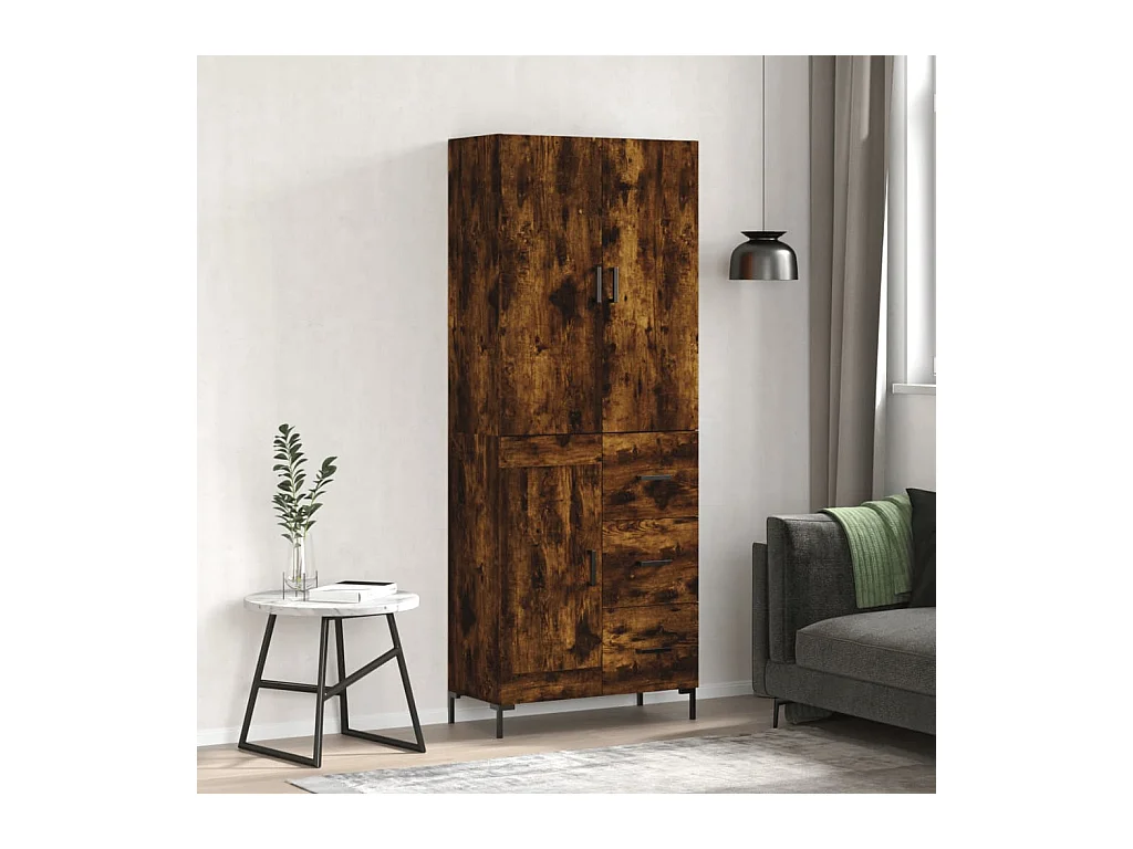 Highboard Räuchereiche 69,5x34x180 cm Holzwerkstoff