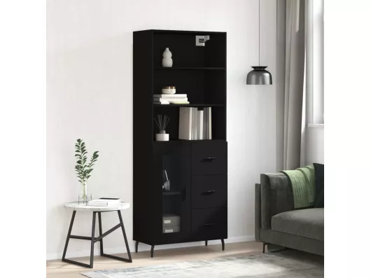 Kauf Unique Highboard Schwarz 69,5x34x180 cm Holzwerkstoff