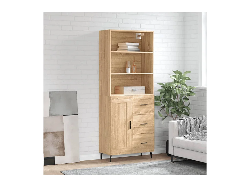 Hoge kast 69,5x34x180 cm bewerkt hout sonoma eikenkleurig