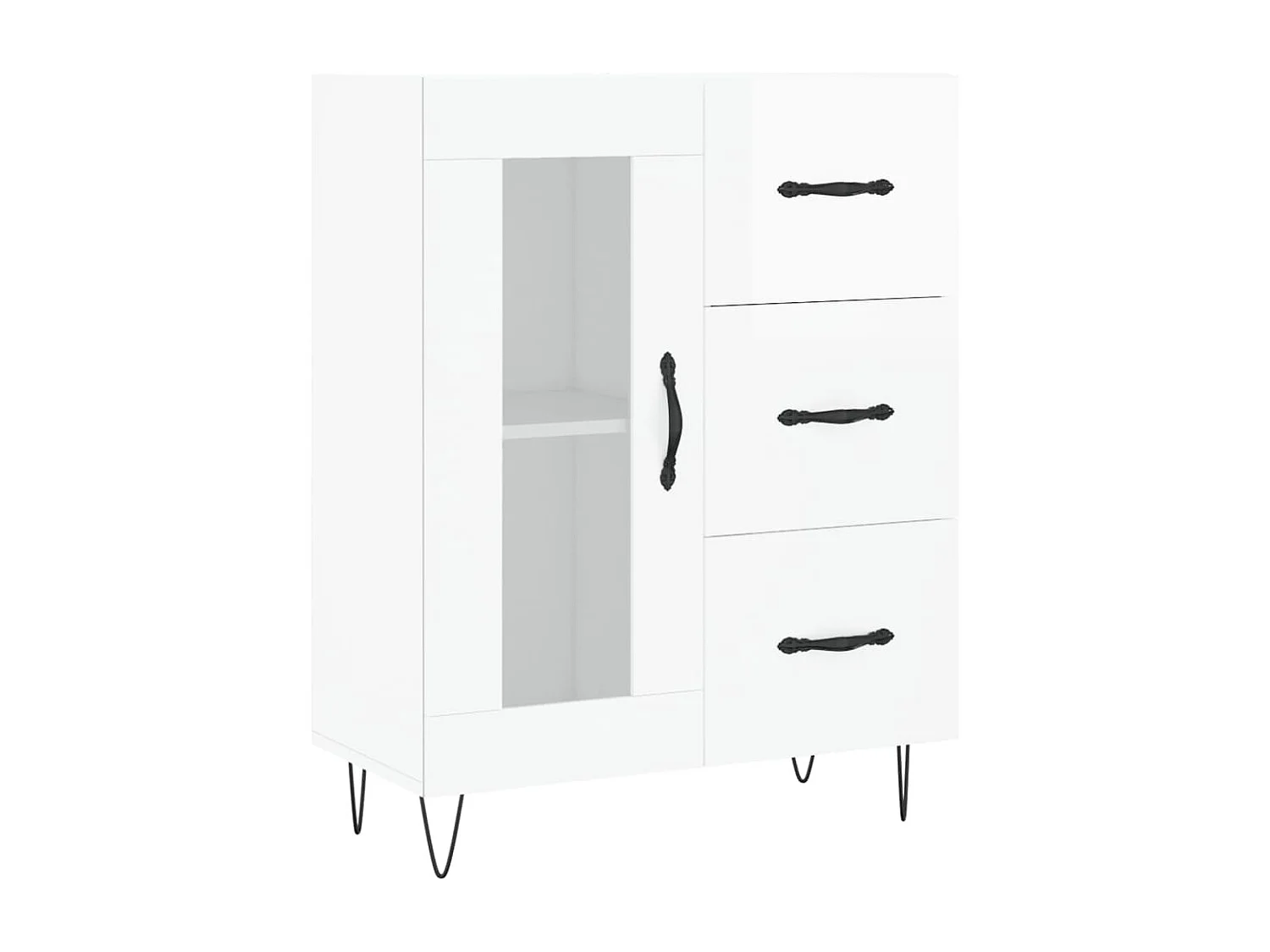 Dressoir 69,5x34x90 cm bewerkt hout hoogglans wit