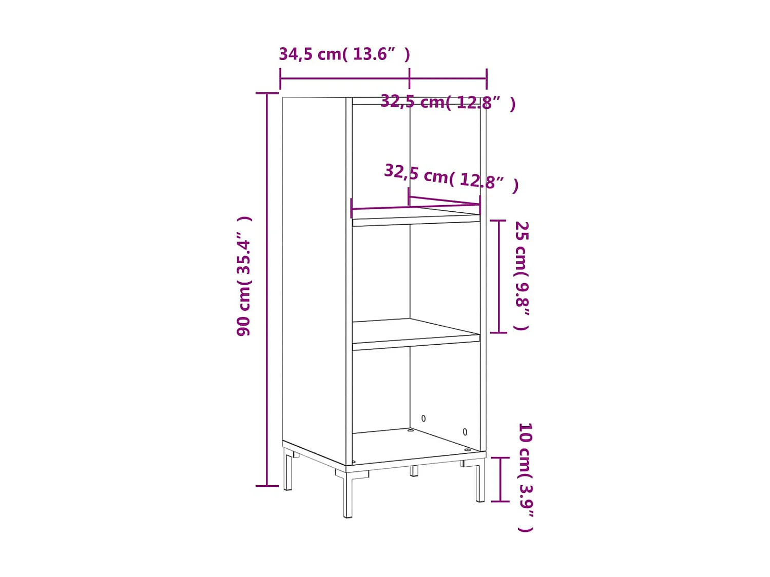 Sideboard Schwarz 34,5x32,5x90 cm Holzwerkstoff