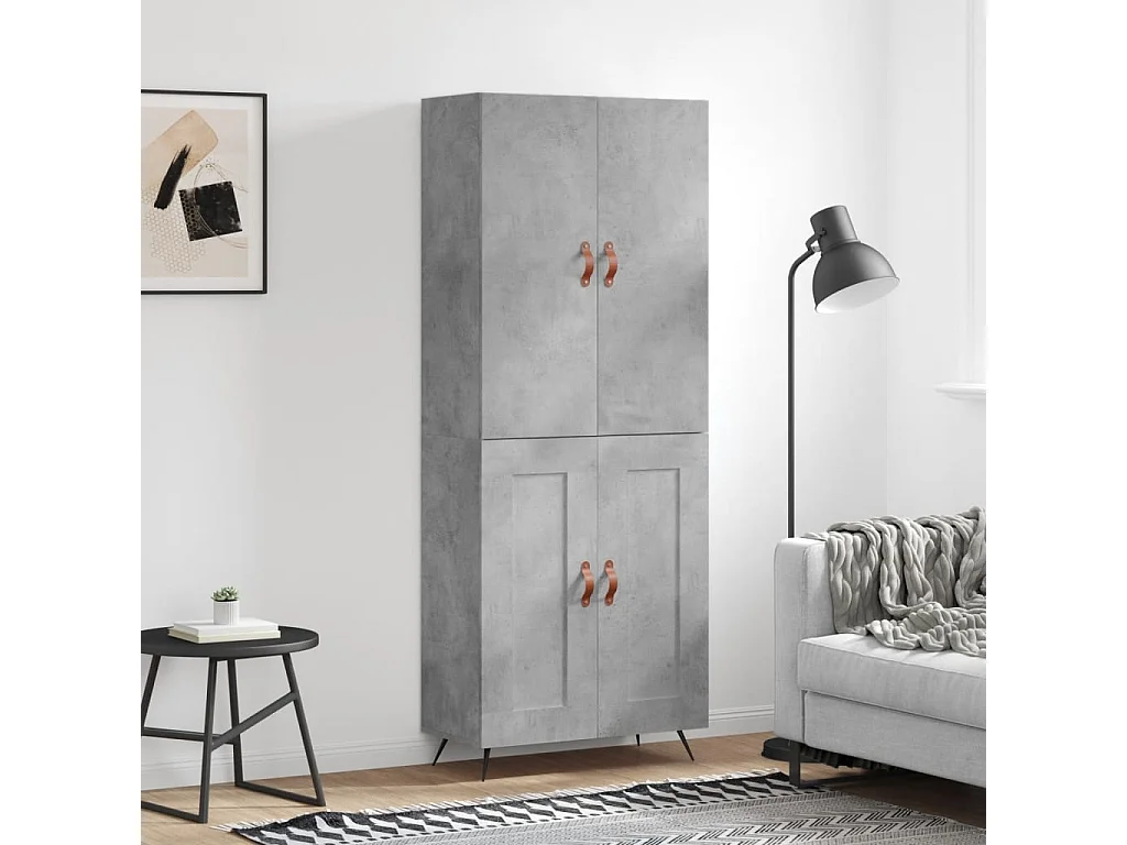Highboard Betongrau 69,5x34x180 cm Holzwerkstoff